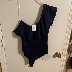 Navy blue one shoulder bodysuit